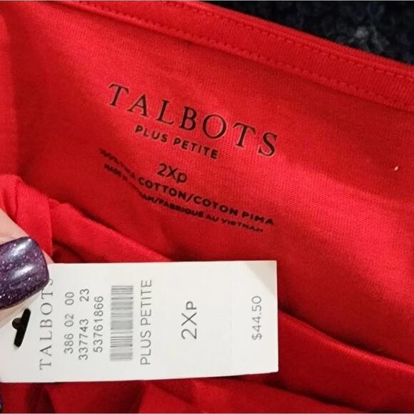 TALBOTS red bow neck super soft tee shirt plus size 2XP petite - Picture 7 of 7